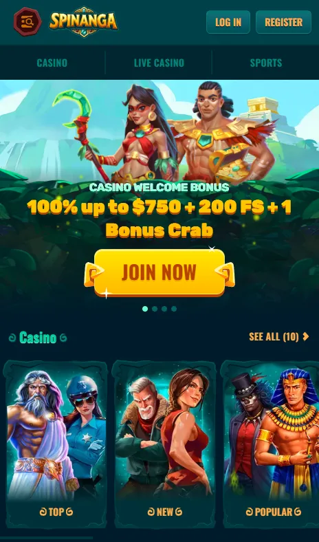 Spinanga mobile browser casino and sportsbook overview