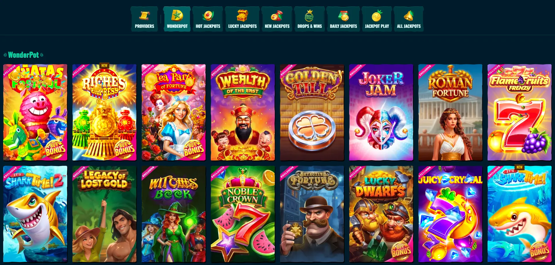 Spinanga casino game category navigation