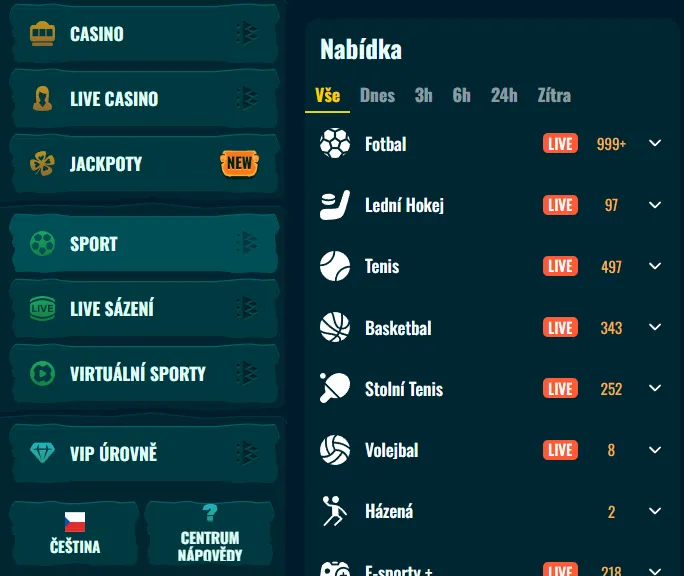 Navigace sportovním sázením a live bettingem