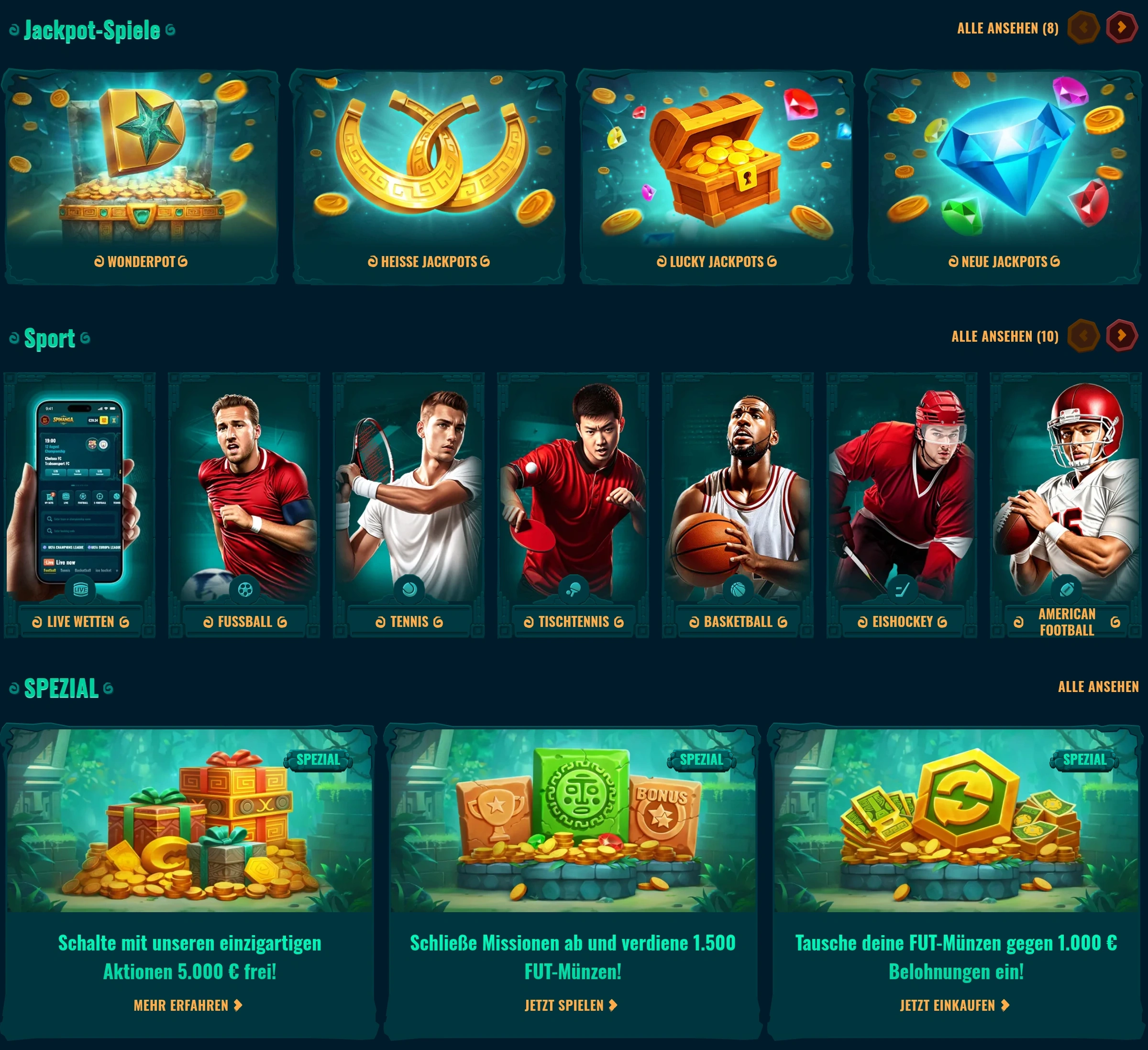 Spinanga Casino und Sportwetten