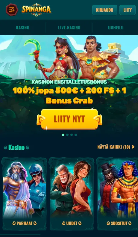 Spinangan mobiilisivuston selainkäyttö puhelimella