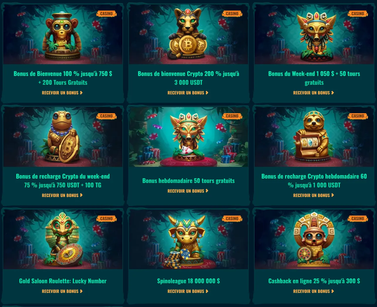 Promotions et récompenses du casino