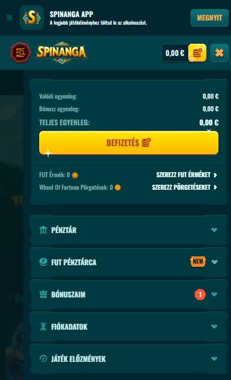 Spinanga mobilwebhely áttekintése és funkciói