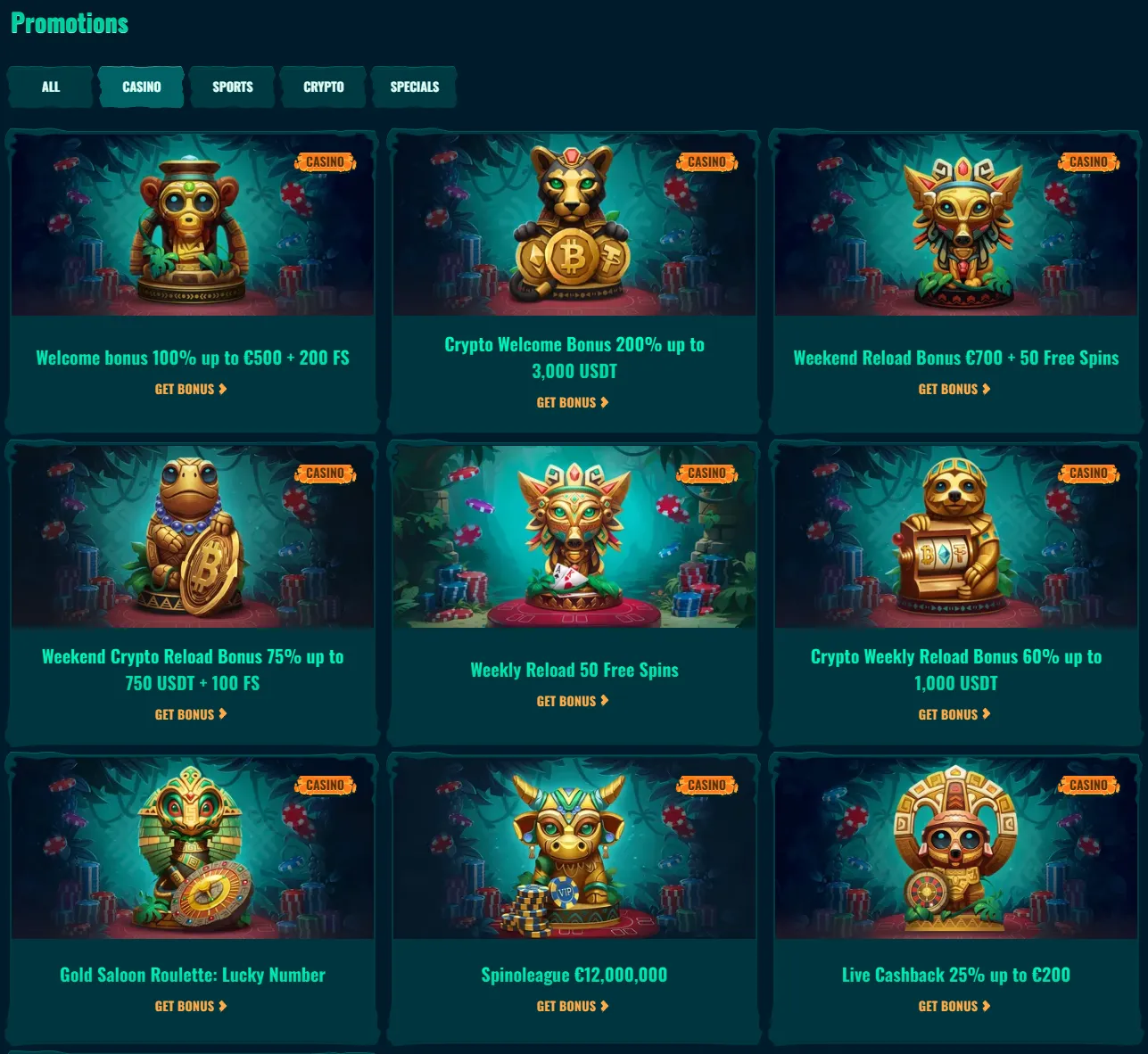 Spinanga casino reloads cashback and rewards