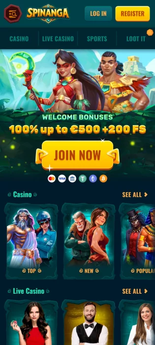 Spinanga casino and sportsbook mobile access