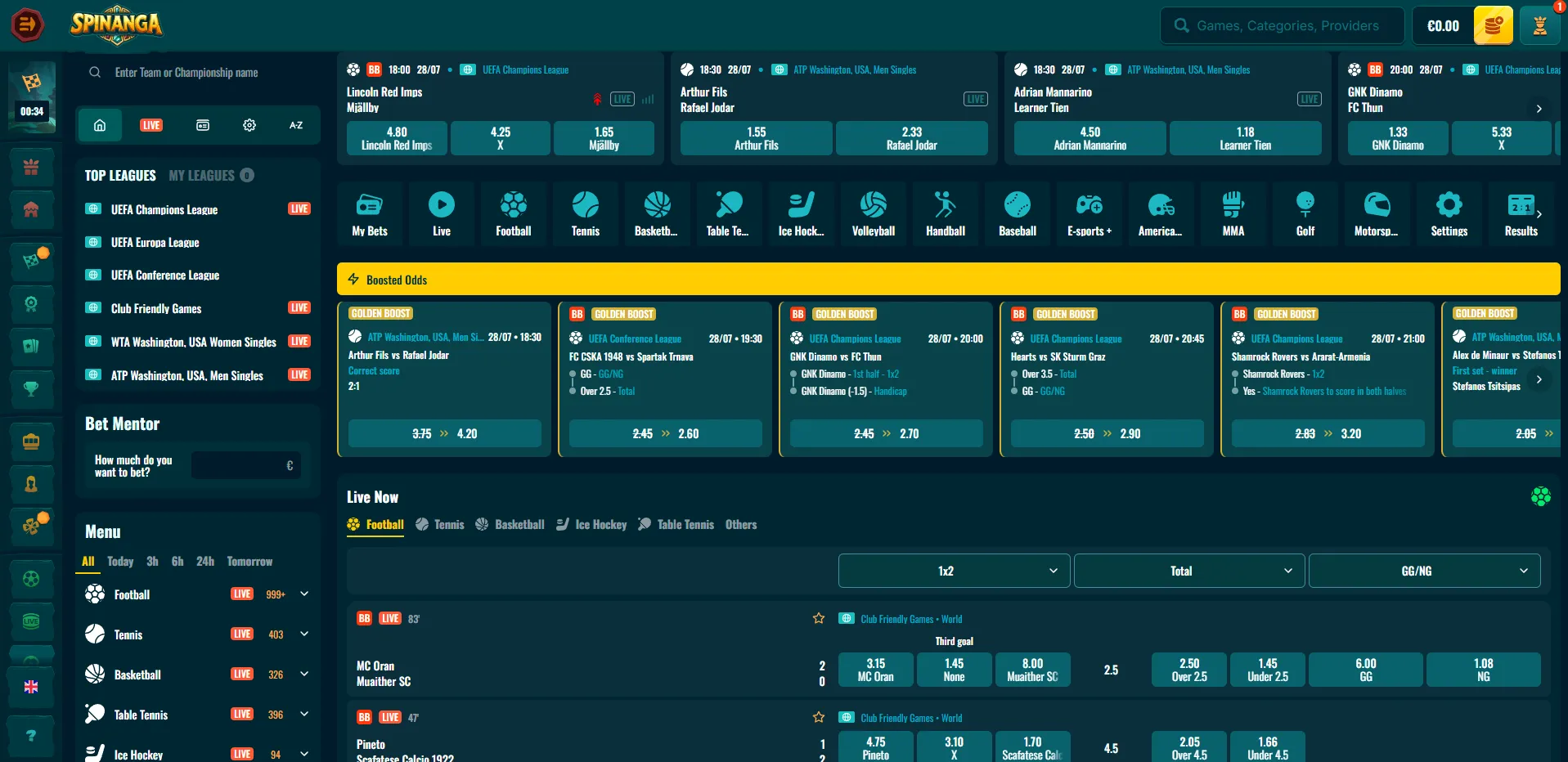 Spinanga Sports and Virtual Sports