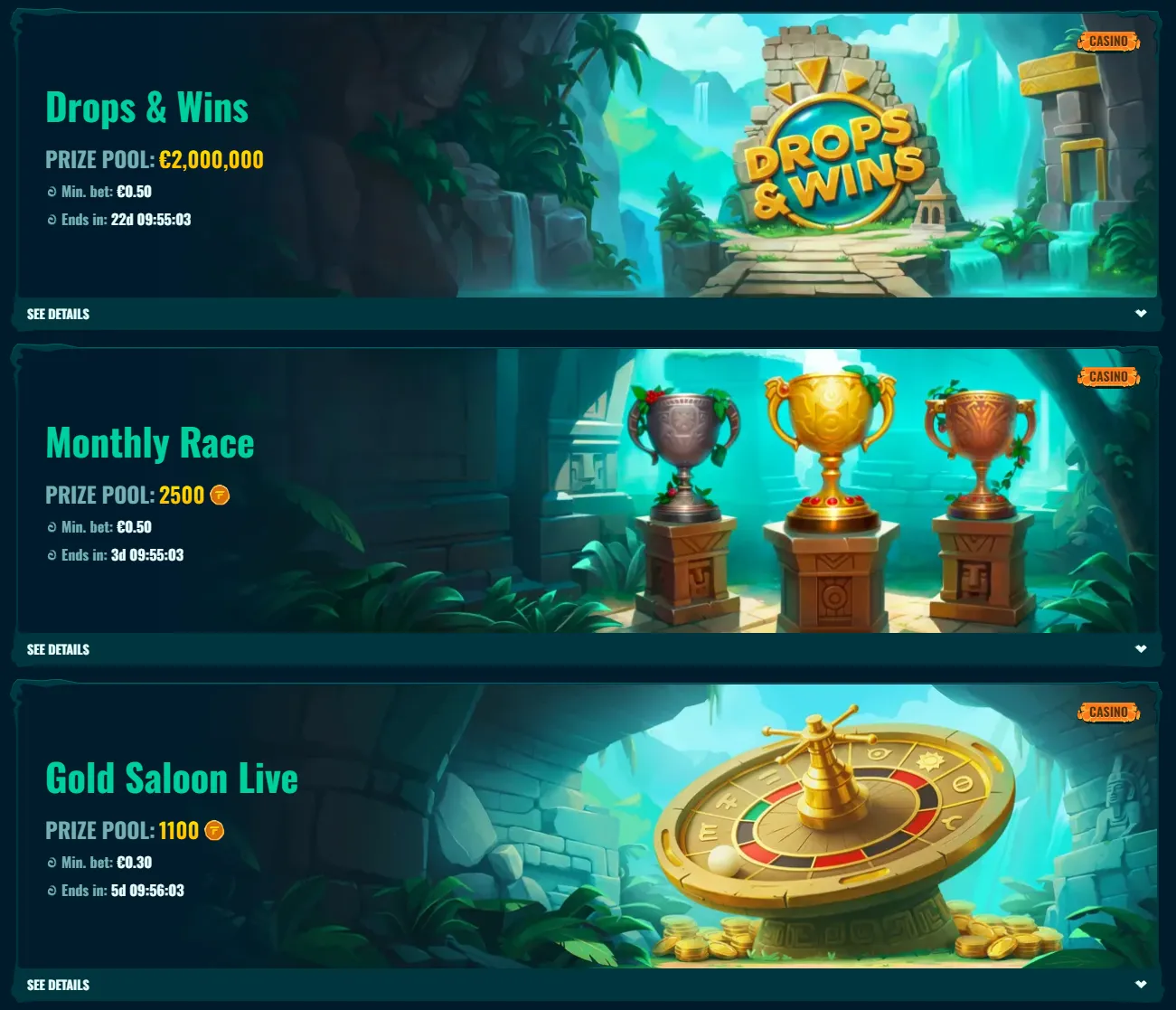 Spinanga tournament prizes and qualifying stakes