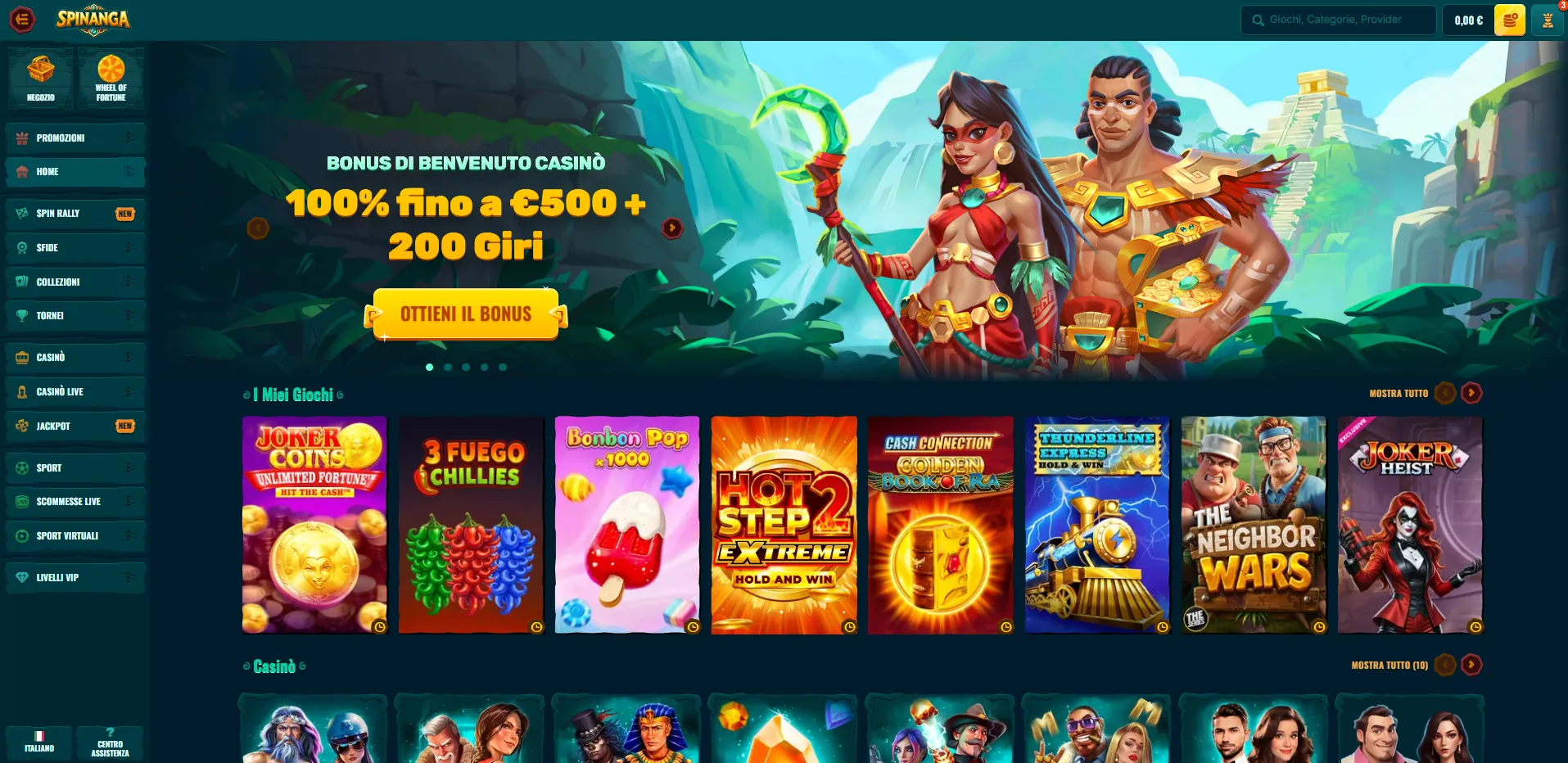 Selezione di giochi del casinò Spinanga