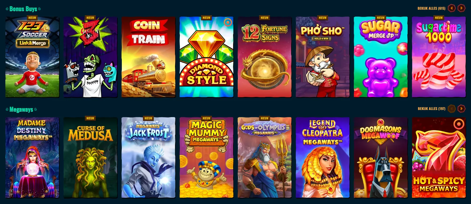 Categorieën voor slots in het Spinanga-casino