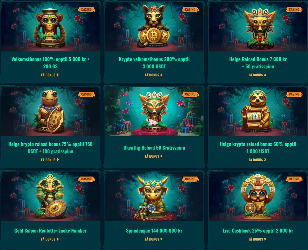 Spinanga casino med bonusoversikt