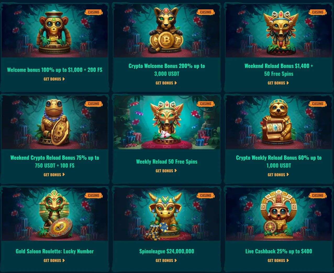 Spinanga casino promotions and rewards
