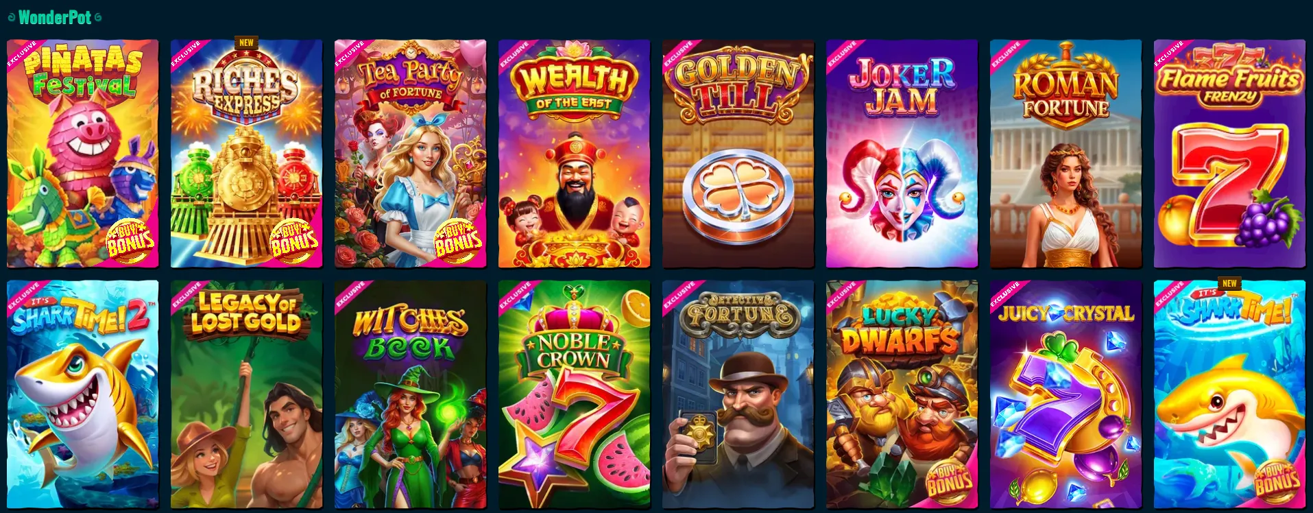 Spinanga game categories including Megaways and Bonus Buys
