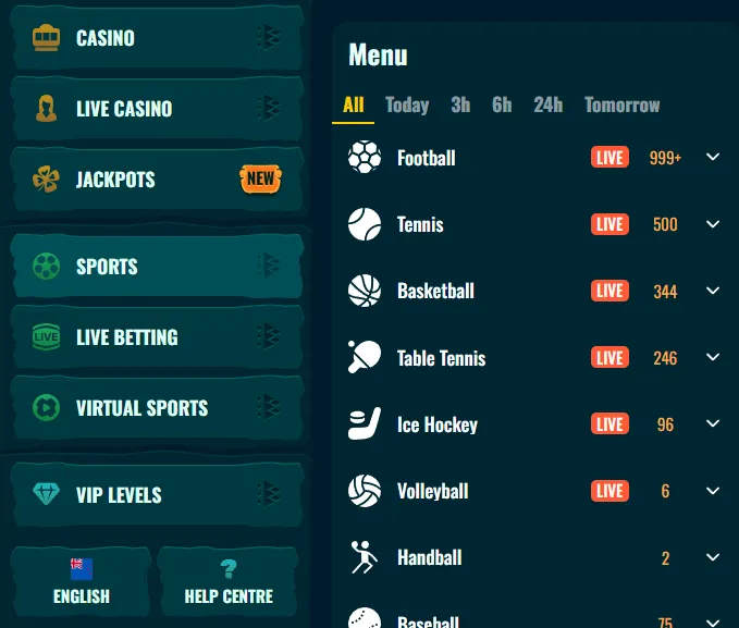 Spinanga sports and live betting