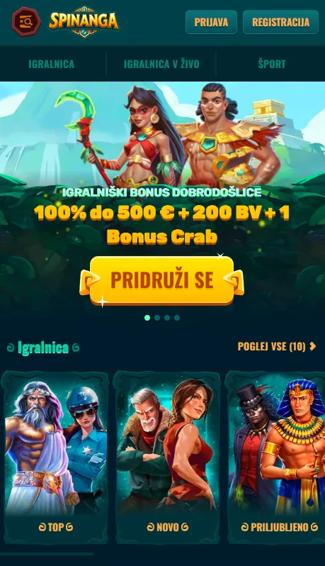 Mobilni splet Spinanga na zaslonu telefona