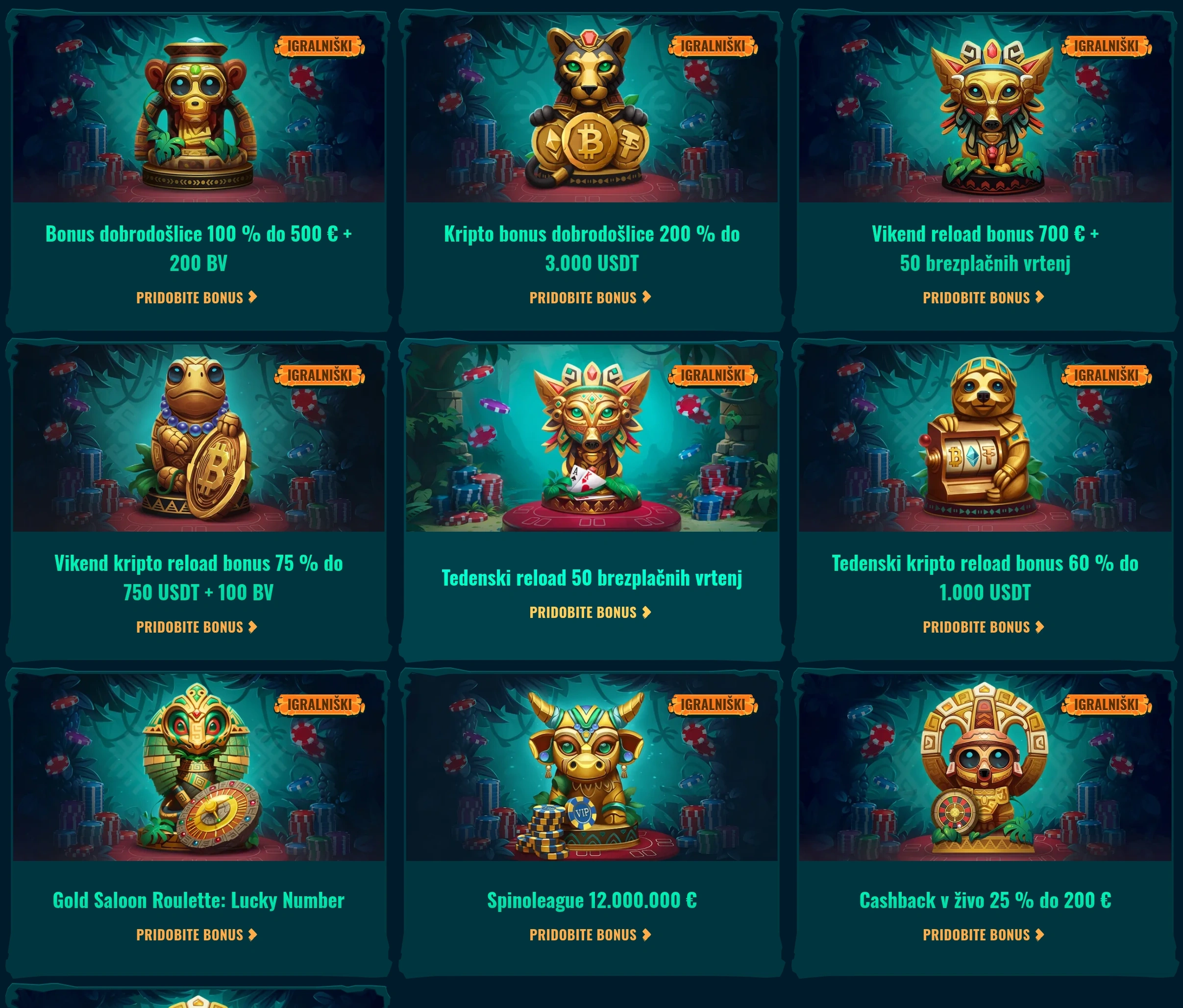 Kazinojske promocije in cashback Spinanga