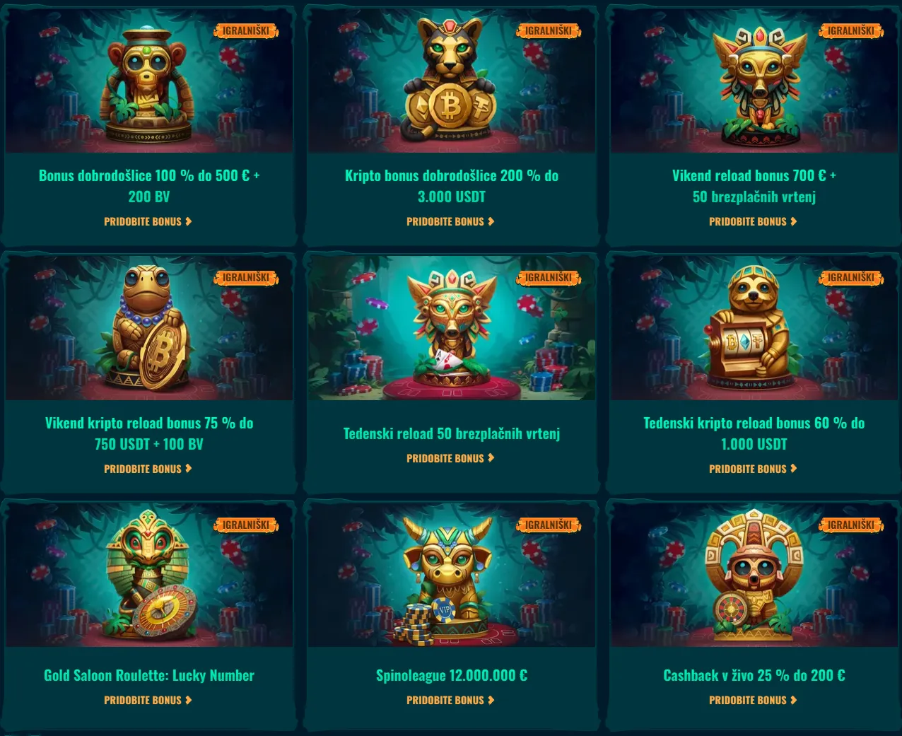Casino promocije in bonusi Spinanga